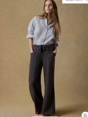Faherty Topanga Drape Pant in Washed Black Organic Cotton Women's Small